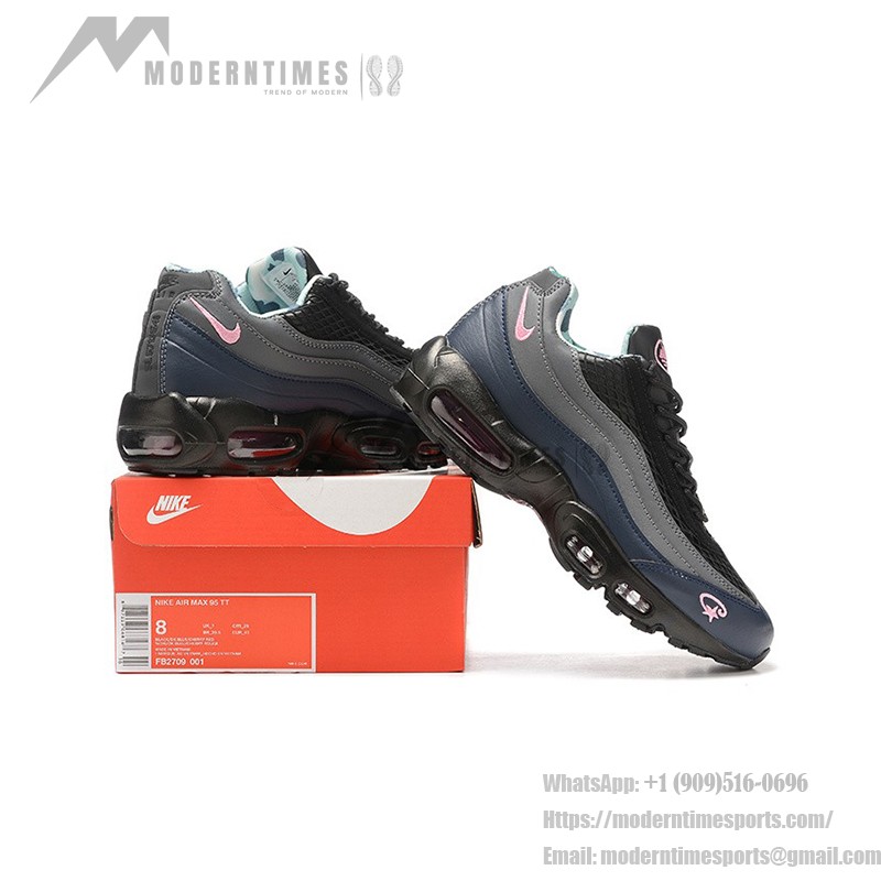 Corteiz x Nike Air Max 95 "Pink Beam" Black, Grey, Navy, and Pink Sneakers