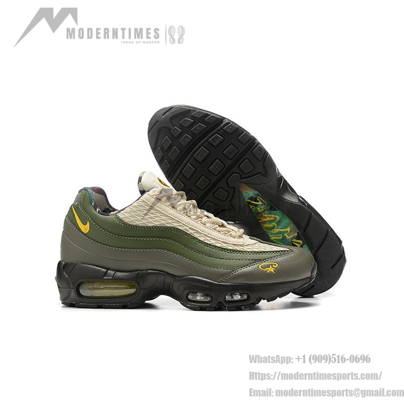 Corteiz x Nike Air Max 95 "Sequoia"-Sneaker in Grün mit gelben Akzenten