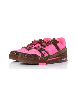 Louis Vuitton 1A8Z5G Kristallbesetzte LV Trainer Sneaker - Pink Braun