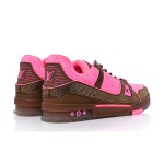 Louis Vuitton 1A8Z5G Men's LV Trainer Sneakers with Crystal Embellishments in Pink and Brown