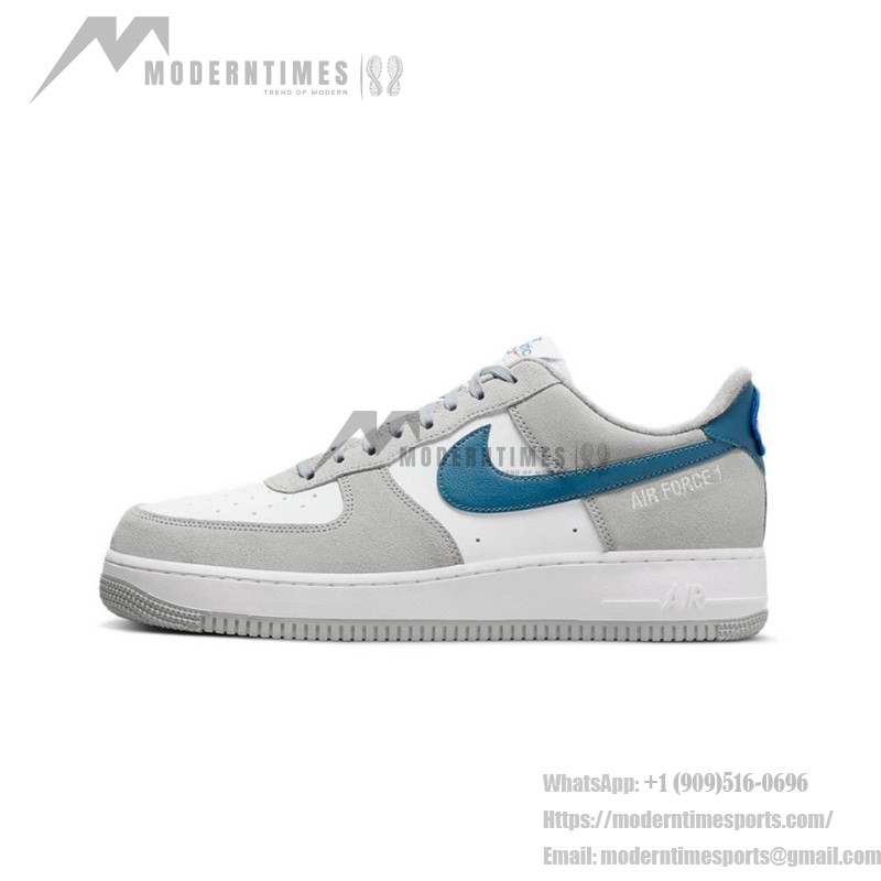 Nike Air Force 1 Low 'Athletic Club' - White & Grey Sneakers with Blue Swoosh for a Retro Look