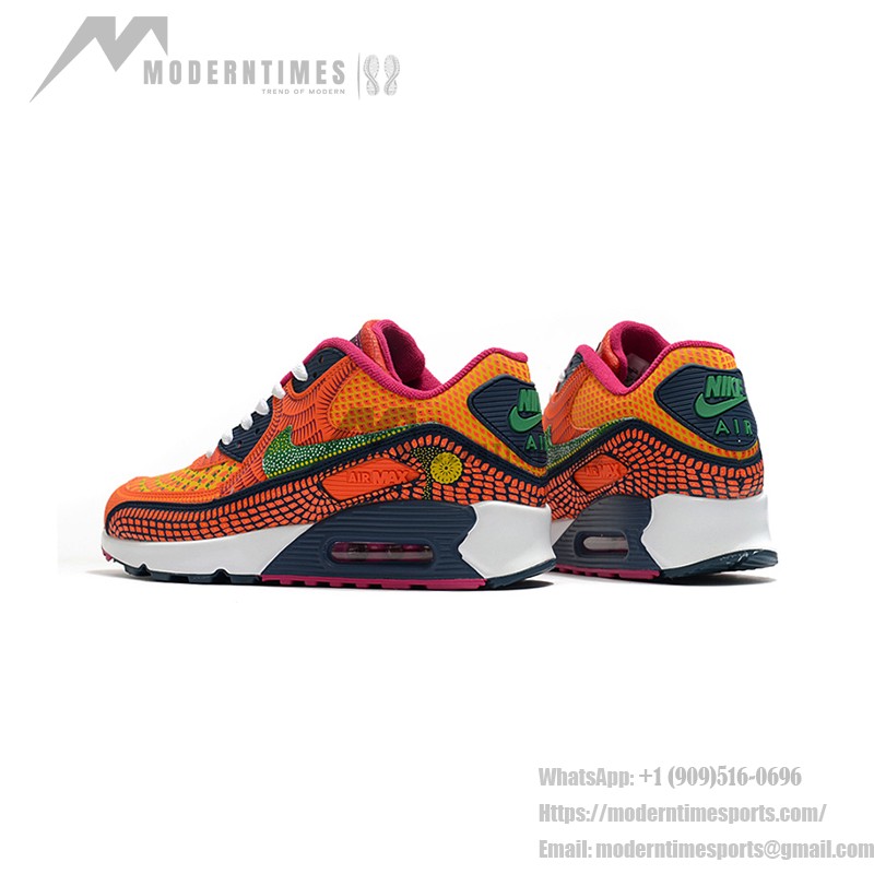 Nike Air Max 90 DC5154-458 - Orange and Green Sneakers with Day of the Dead Graphics