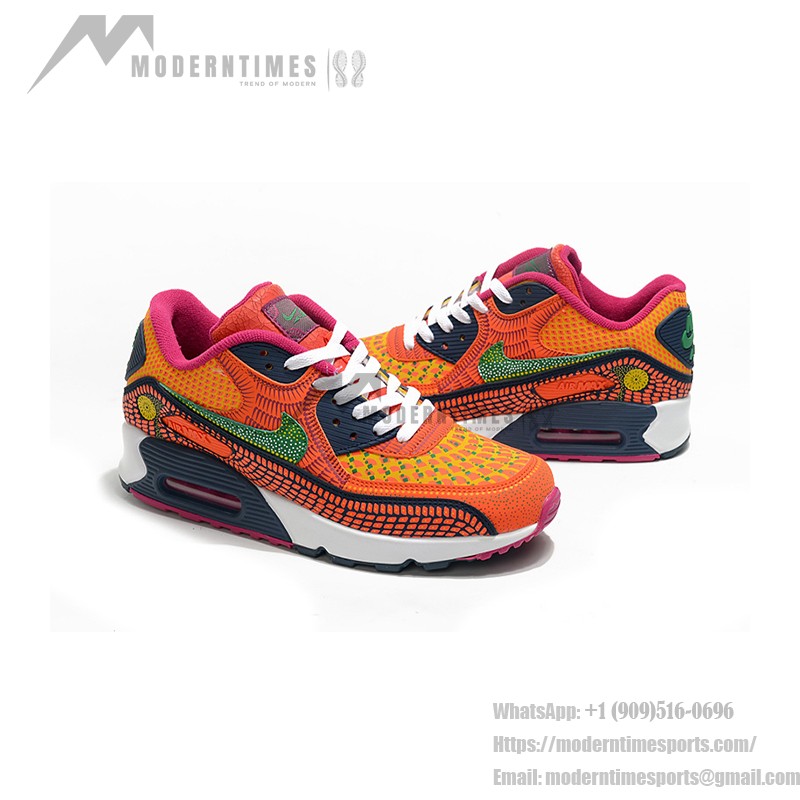 Nike Air Max 90 DC5154-458 - Orange and Green Sneakers with Day of the Dead Graphics