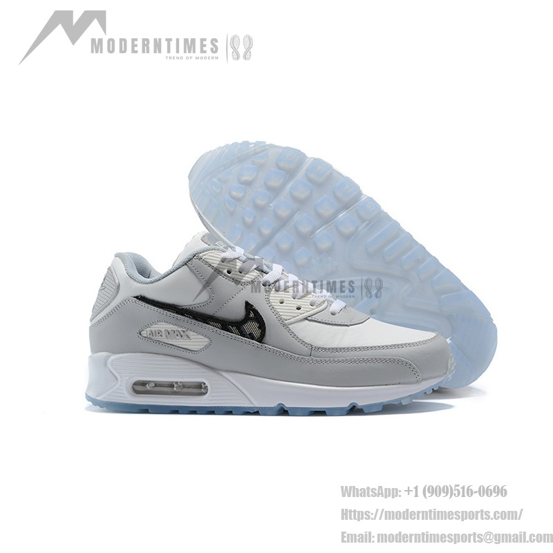 Nike Air Max 90 CN8607-002 light grey sneakers with plaid Swoosh