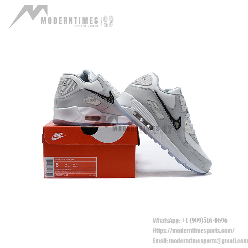 Nike Air Max 90 CN8607-002 light grey sneakers with plaid Swoosh