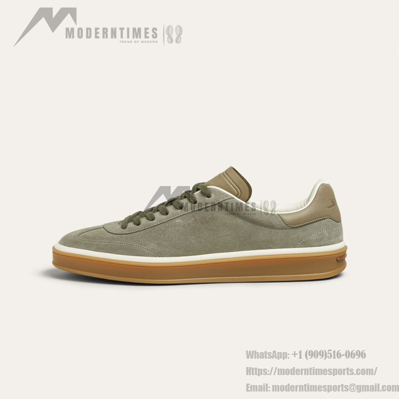 Loro Piana Tennis Walk Sneaker FAN8505-506Z Army Gray Suede Men's Shoe Loro Piana Tennis Walk Sneaker FAN8505-506Z in Army Gray Suede for Men