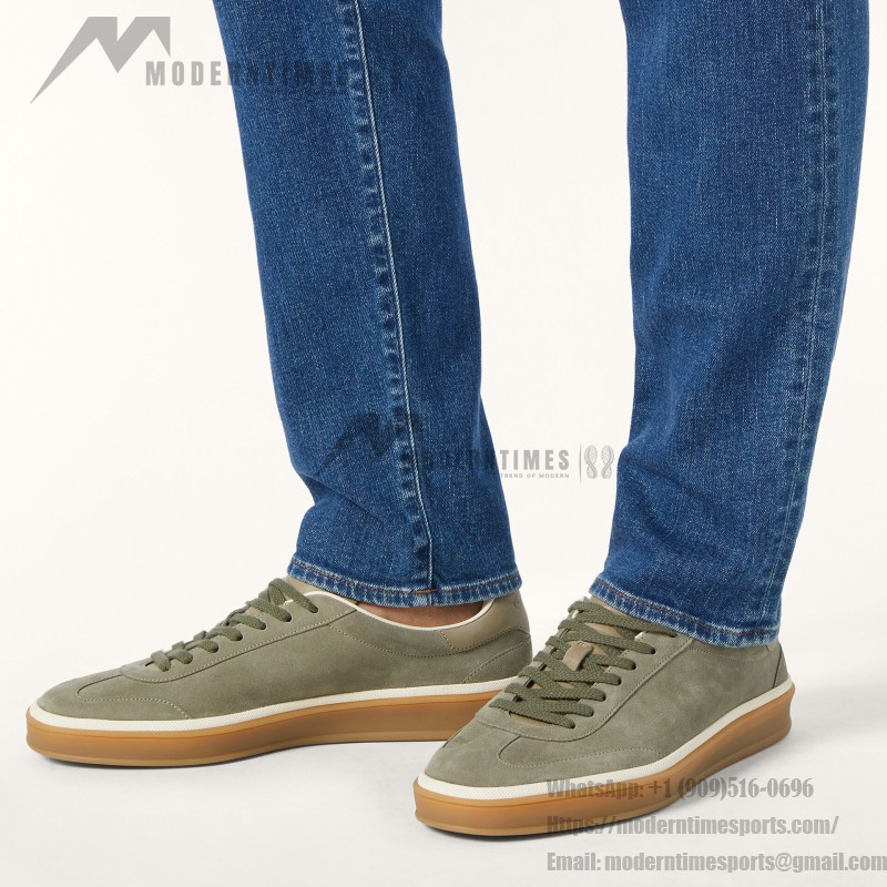 Loro Piana Tennis Walk Sneaker FAN8505-506Z Army Gray Suede Men's Shoe Loro Piana Tennis Walk Sneaker FAN8505-506Z in Army Gray Suede for Men