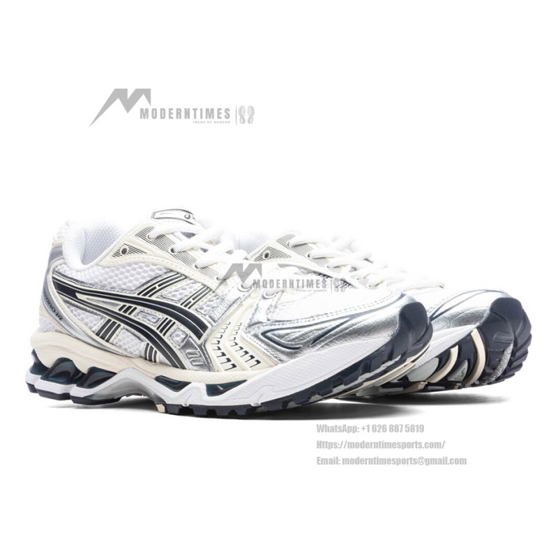 ASICS Gel-Kayano 14 White Silver Sneakers with Gel Cushioning