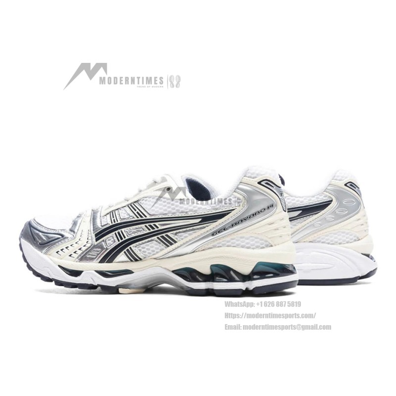 ASICS Gel-Kayano 14 White Silver Sneakers with Gel Cushioning