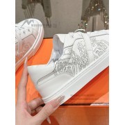 Hermes Mens Sneaker H232176Z 90350 | White Luxury Fashion Shoes with Iconic Perforated Design