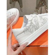 Hermes Mens Sneaker H232176Z 90350 | White Luxury Fashion Shoes with Iconic Perforated Design