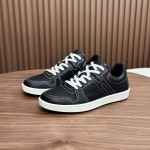 Hermes H242933Z H69440 Grey & Brown Sneakers – Side Detail of Stripes Hermes Mens Sneaker H242933Z H69440 in Grey and Brown – Front View of Luxury Sneakers with Iconic Leather Stripes