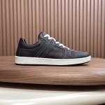 Hermes H242933Z H69440 Grey & Brown Sneakers – Side Detail of Stripes Hermes Mens Sneaker H242933Z H69440 in Grey and Brown – Front View of Luxury Sneakers with Iconic Leather Stripes
