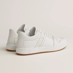 Hermes H242933Z H69440 All-White Sneakers – Clean, Iconic Luxury Style Hermes Mens Sneaker H242933Z H69440 in All-White – Front View of Premium White Leather Sneakers with Minimalist Design