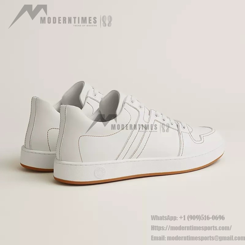 Hermes H242933Z H69440 All-White Sneakers – Clean, Iconic Luxury Style Hermes Mens Sneaker H242933Z H69440 in All-White – Front View of Premium White Leather Sneakers with Minimalist Design