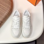 Hermes H242933Z H69440 All-White Sneakers – Clean, Iconic Luxury Style Hermes Mens Sneaker H242933Z H69440 in All-White – Front View of Premium White Leather Sneakers with Minimalist Design