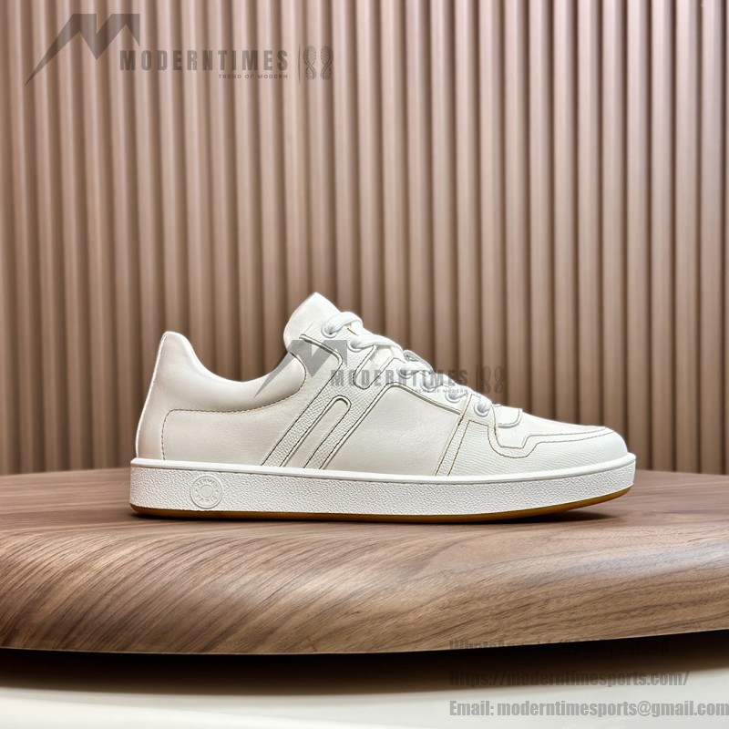 Hermes H242933Z H69440 All-White Sneakers – Clean, Iconic Luxury Style Hermes Mens Sneaker H242933Z H69440 in All-White – Front View of Premium White Leather Sneakers with Minimalist Design