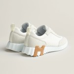 Hermes H251121Z 02360 White Sneakers – Iconic H Logo on Heel Hermes Mens Sneaker H251121Z 02360 in White – Front View of Luxury Fashion Sneakers with Orange H Logo