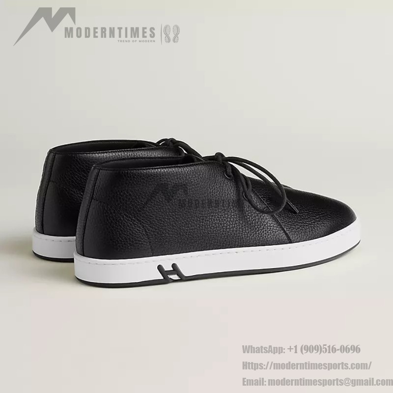 Hermes Mens Sneaker H251921Z HBT390 Black Leather Casual Shoes Hermes Mens Sneaker H251921Z HBT390 in Black Leather – Front View