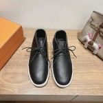 Hermes Mens Sneaker H251921Z HBT390 Black Leather Casual Shoes Hermes Mens Sneaker H251921Z HBT390 in Black Leather – Front View