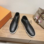 Hermes Mens Sneaker H251921Z HBT390 Black Leather Casual Shoes Hermes Mens Sneaker H251921Z HBT390 in Black Leather – Front View
