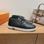 Hermes Mens Sneaker H251921Z HBT390 Black Leather Casual Shoes Hermes Mens Sneaker H251921Z HBT390 in Black Leather – Front View