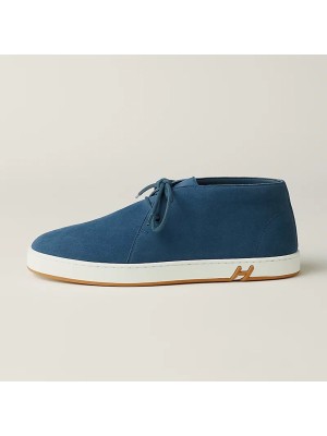 Hermes Mens Sneaker H251921Z HBT390 Blue Suede Luxury Casual Shoes