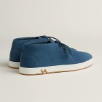Hermes Mens Sneaker H251921Z HBT390 Blue Suede Luxury Casual Shoes Hermes Mens Sneaker H251921Z HBT390 in Blue Suede – Front View