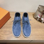 Hermes Mens Sneaker H251921Z HBT390 Blue Suede Luxury Casual Shoes Hermes Mens Sneaker H251921Z HBT390 in Blue Suede – Front View