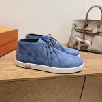 Hermes Mens Sneaker H251921Z HBT390 Blue Suede Luxury Casual Shoes Hermes Mens Sneaker H251921Z HBT390 in Blue Suede – Front View