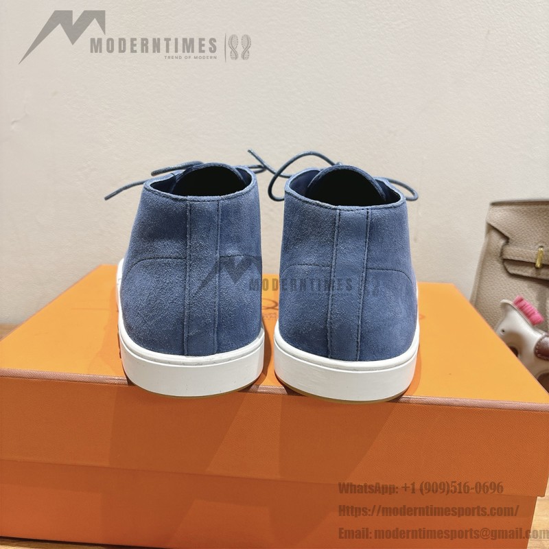 Hermes Mens Sneaker H251921Z HBT390 Blue Suede Luxury Casual Shoes Hermes Mens Sneaker H251921Z HBT390 in Blue Suede – Front View