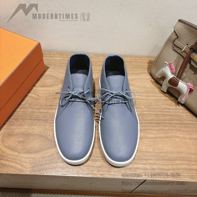 Hermes Mens Sneaker H251921Z HBT390 Blue Suede Luxury Casual Shoes Hermes Mens Sneaker H251921Z HBT390 in Blue Suede – Front View