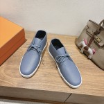 Hermes Mens Sneaker H251921Z HBT390 Blue Suede Luxury Casual Shoes Hermes Mens Sneaker H251921Z HBT390 in Blue Suede – Front View