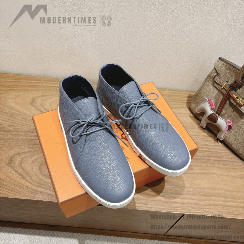 Hermes Mens Sneaker H251921Z HBT390 Blue Suede Luxury Casual Shoes Hermes Mens Sneaker H251921Z HBT390 in Blue Suede – Front View