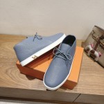 Hermes Mens Sneaker H251921Z HBT390 Blue Suede Luxury Casual Shoes Hermes Mens Sneaker H251921Z HBT390 in Blue Suede – Front View