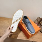 Hermes Mens Sneaker H251921Z HBT390 Blue Suede Luxury Casual Shoes Hermes Mens Sneaker H251921Z HBT390 in Blue Suede – Front View