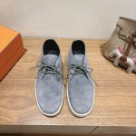 Hermes Mens Sneaker H251921Z HBT390 Blue Suede Luxury Casual Shoes Hermes Mens Sneaker H251921Z HBT390 in Blue Suede – Front View