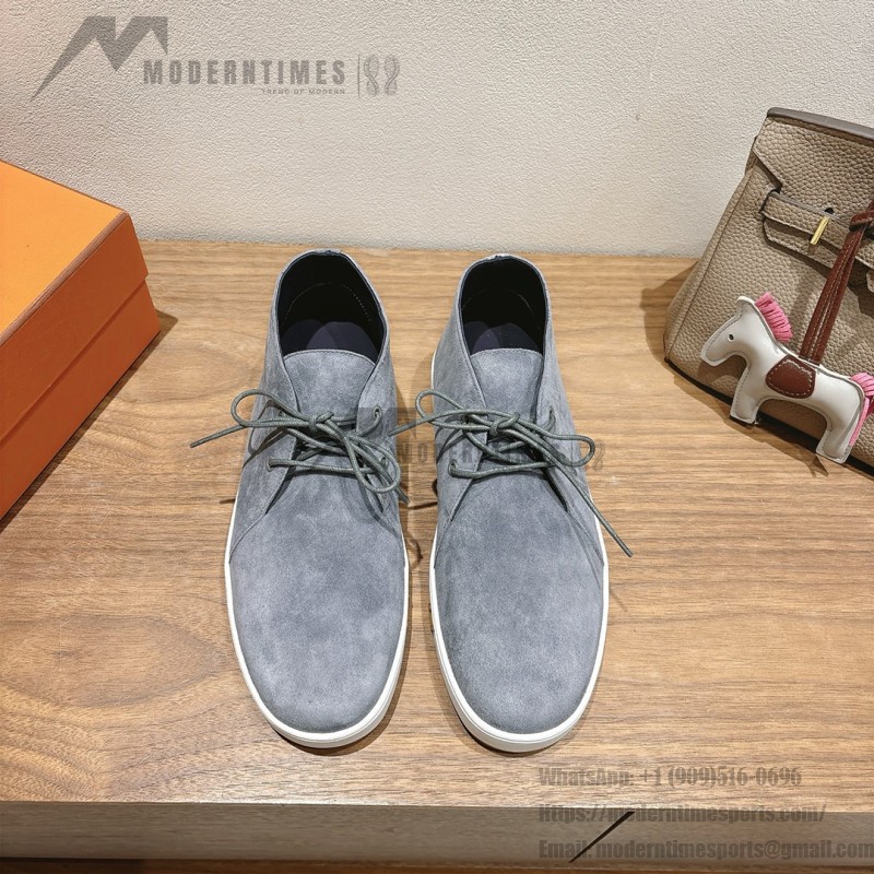 Hermes Mens Sneaker H251921Z HBT390 Blue Suede Luxury Casual Shoes Hermes Mens Sneaker H251921Z HBT390 in Blue Suede – Front View