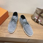 Hermes Mens Sneaker H251921Z HBT390 Blue Suede Luxury Casual Shoes Hermes Mens Sneaker H251921Z HBT390 in Blue Suede – Front View