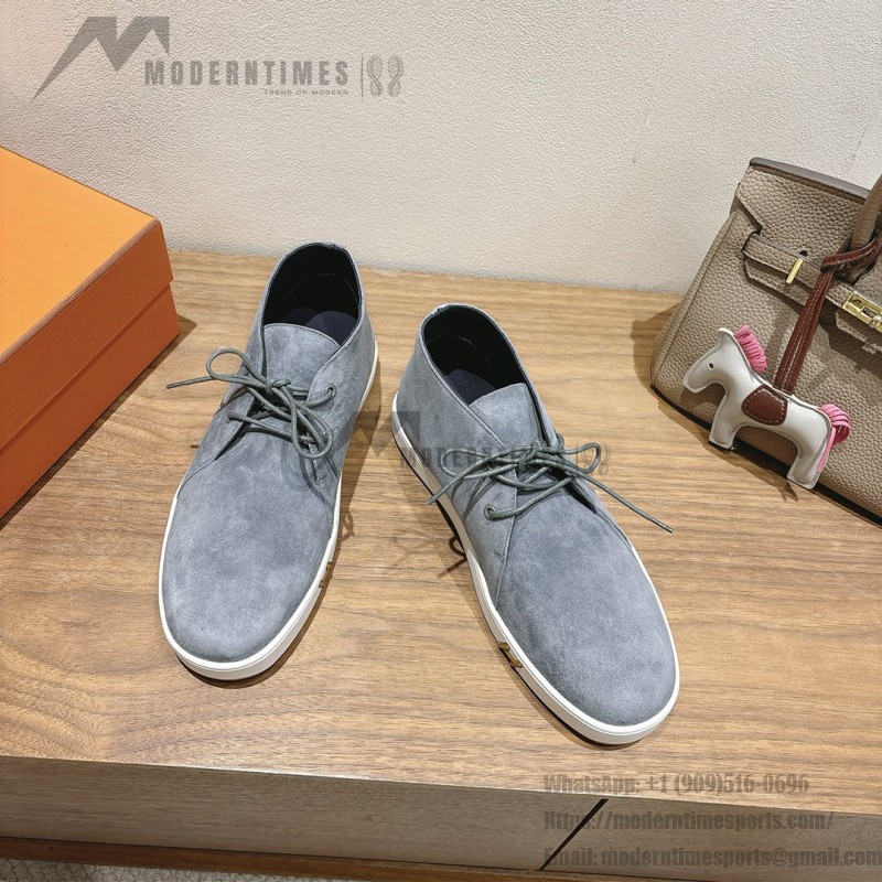 Hermes Mens Sneaker H251921Z HBT390 Blue Suede Luxury Casual Shoes Hermes Mens Sneaker H251921Z HBT390 in Blue Suede – Front View