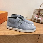 Hermes Mens Sneaker H251921Z HBT390 Blue Suede Luxury Casual Shoes Hermes Mens Sneaker H251921Z HBT390 in Blue Suede – Front View