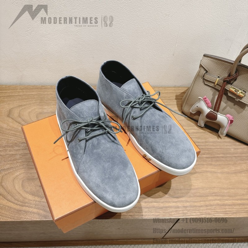 Hermes Mens Sneaker H251921Z HBT390 Blue Suede Luxury Casual Shoes Hermes Mens Sneaker H251921Z HBT390 in Blue Suede – Front View