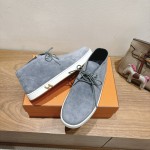 Hermes Mens Sneaker H251921Z HBT390 Blue Suede Luxury Casual Shoes Hermes Mens Sneaker H251921Z HBT390 in Blue Suede – Front View