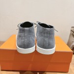 Hermes Mens Sneaker H251921Z HBT390 Blue Suede Luxury Casual Shoes Hermes Mens Sneaker H251921Z HBT390 in Blue Suede – Front View