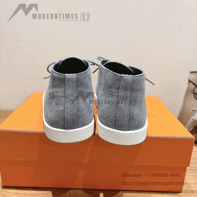 Hermes Mens Sneaker H251921Z HBT390 Blue Suede Luxury Casual Shoes Hermes Mens Sneaker H251921Z HBT390 in Blue Suede – Front View