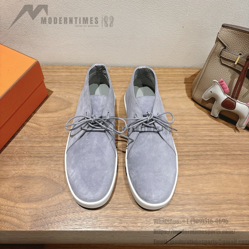 Hermes Mens Sneaker H251921Z HBT390 Blue Suede Luxury Casual Shoes Hermes Mens Sneaker H251921Z HBT390 in Blue Suede – Front View