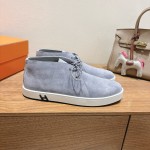 Hermes Mens Sneaker H251921Z HBT390 Blue Suede Luxury Casual Shoes Hermes Mens Sneaker H251921Z HBT390 in Blue Suede – Front View