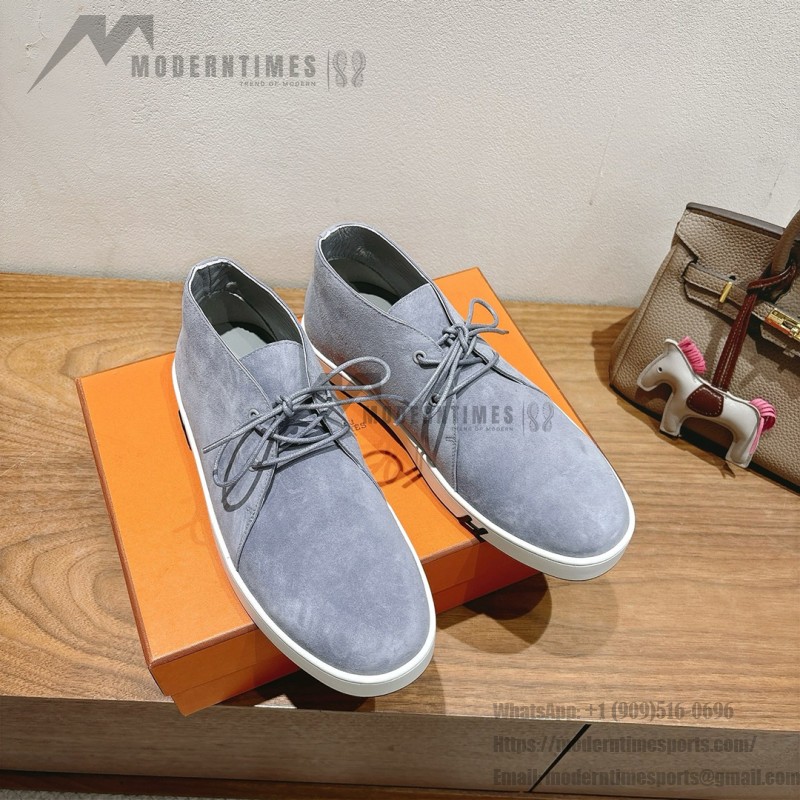 Hermes Mens Sneaker H251921Z HBT390 Blue Suede Luxury Casual Shoes Hermes Mens Sneaker H251921Z HBT390 in Blue Suede – Front View