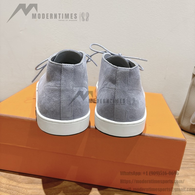 Hermes Mens Sneaker H251921Z HBT390 Blue Suede Luxury Casual Shoes Hermes Mens Sneaker H251921Z HBT390 in Blue Suede – Front View