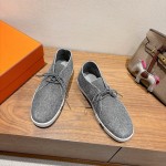 Hermes Mens Sneaker H251921Z HBT390 Black Leather Casual Shoes Hermes Mens Sneaker H251921Z HBT390 in Black Leather – Front View